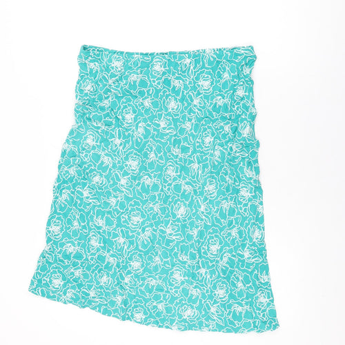 BM Womens Blue Floral Viscose Flare Skirt Size 14