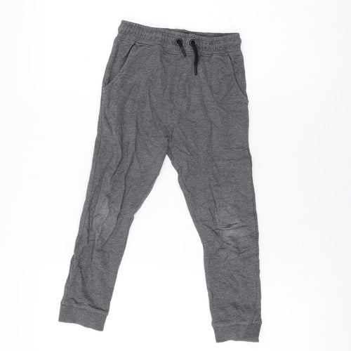 NEXT Boys Grey Cotton Jogger Trousers Size 7 Years Regular Drawstring