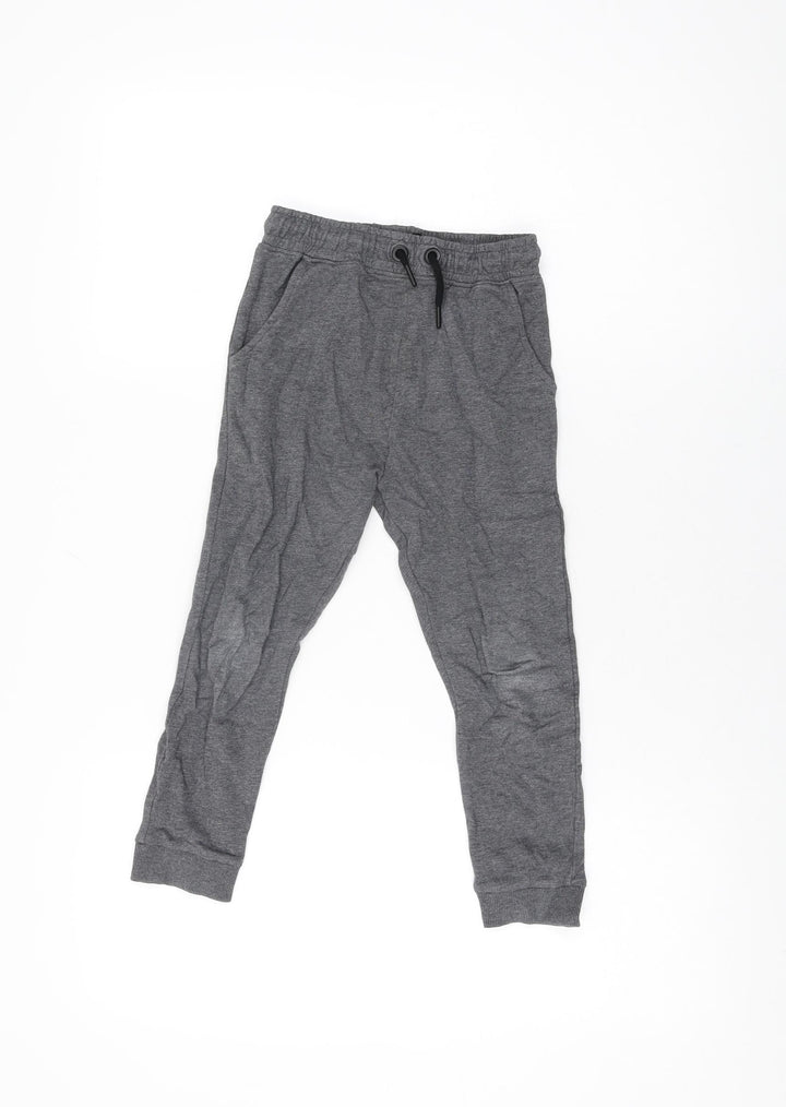 NEXT Boys Grey Cotton Jogger Trousers Size 7 Years Regular Drawstring
