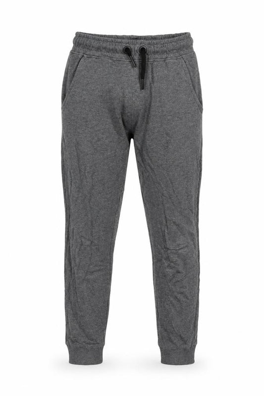 Front view of Next boys’ grey cotton jogger trousers, size 7, years regular drawstring