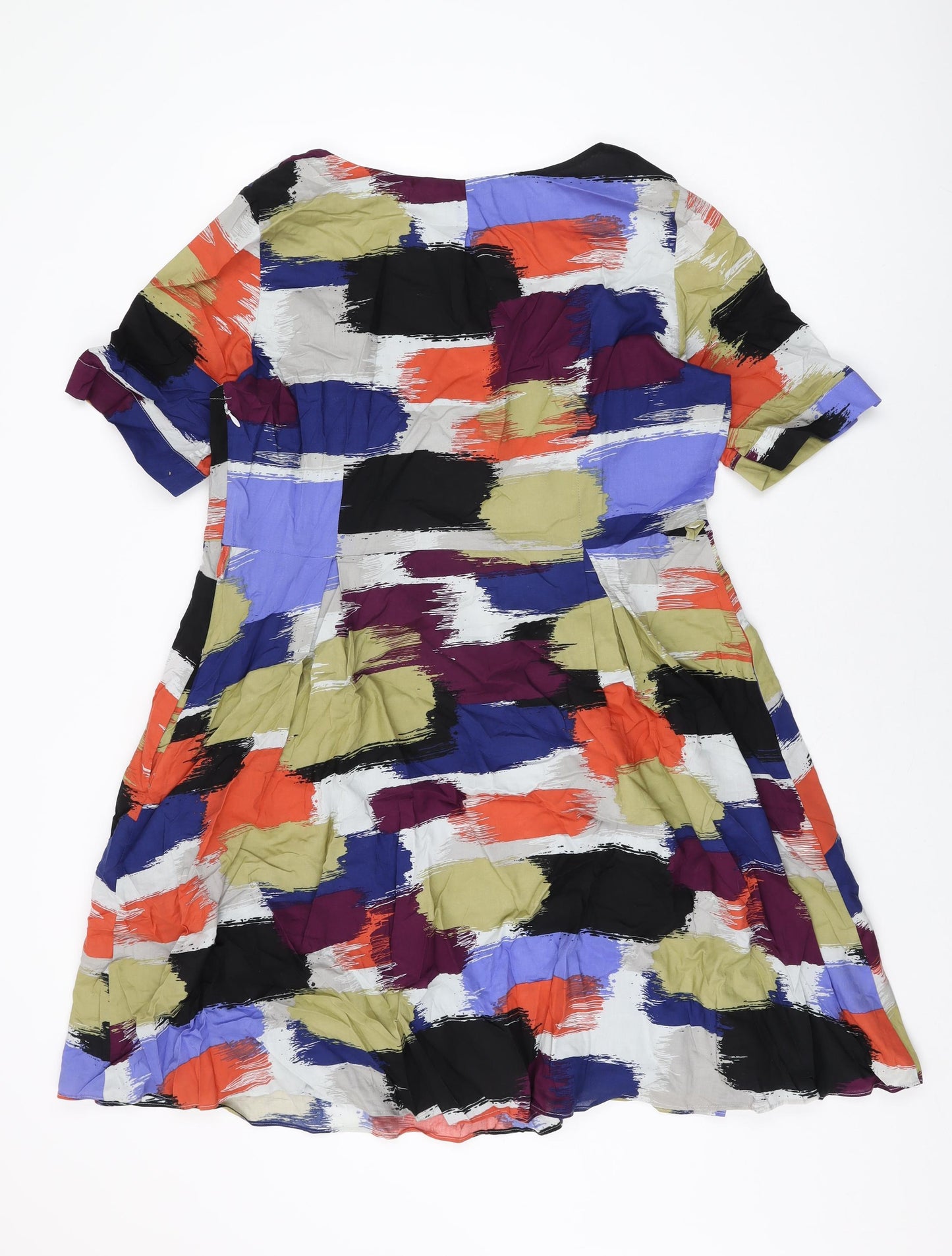Pepperberry Womens Multicoloured Geometric Cotton A-Line Size 18 Round Neck Zip