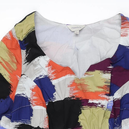 Pepperberry Womens Multicoloured Geometric Cotton A-Line Size 18 Round Neck Zip