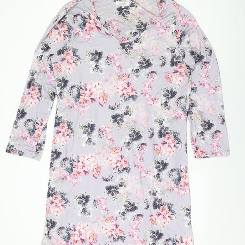 La Marquise Womens Purple Floral Polyester Shift Size XL Round Neck Pullover