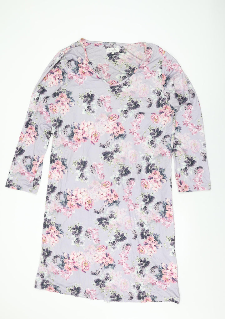 La Marquise Womens Purple Floral Polyester Shift Size XL Round Neck Pullover