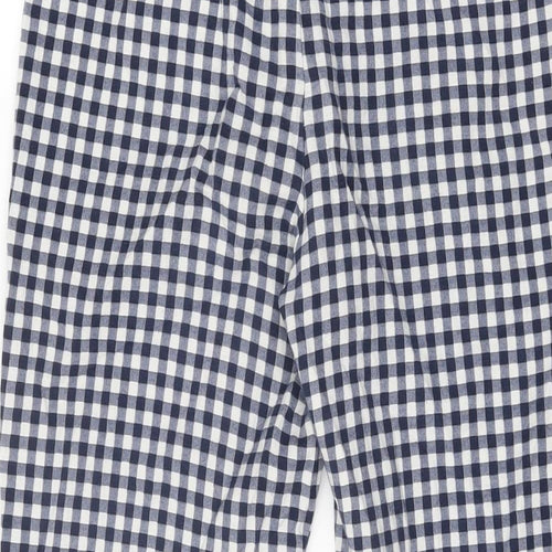 Zara Womens Blue Geometric Polyester Trousers Size S L24 in Regular Zip - Gingham