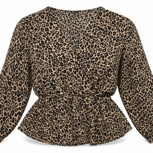 Boohoo Womens Beige Animal Print Polyester Wrap Blouse Size 18 V-Neck
