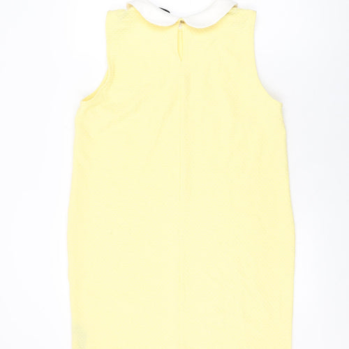 Dorothy Perkins Womens Yellow Polyester Shift Size 14 Collared Button