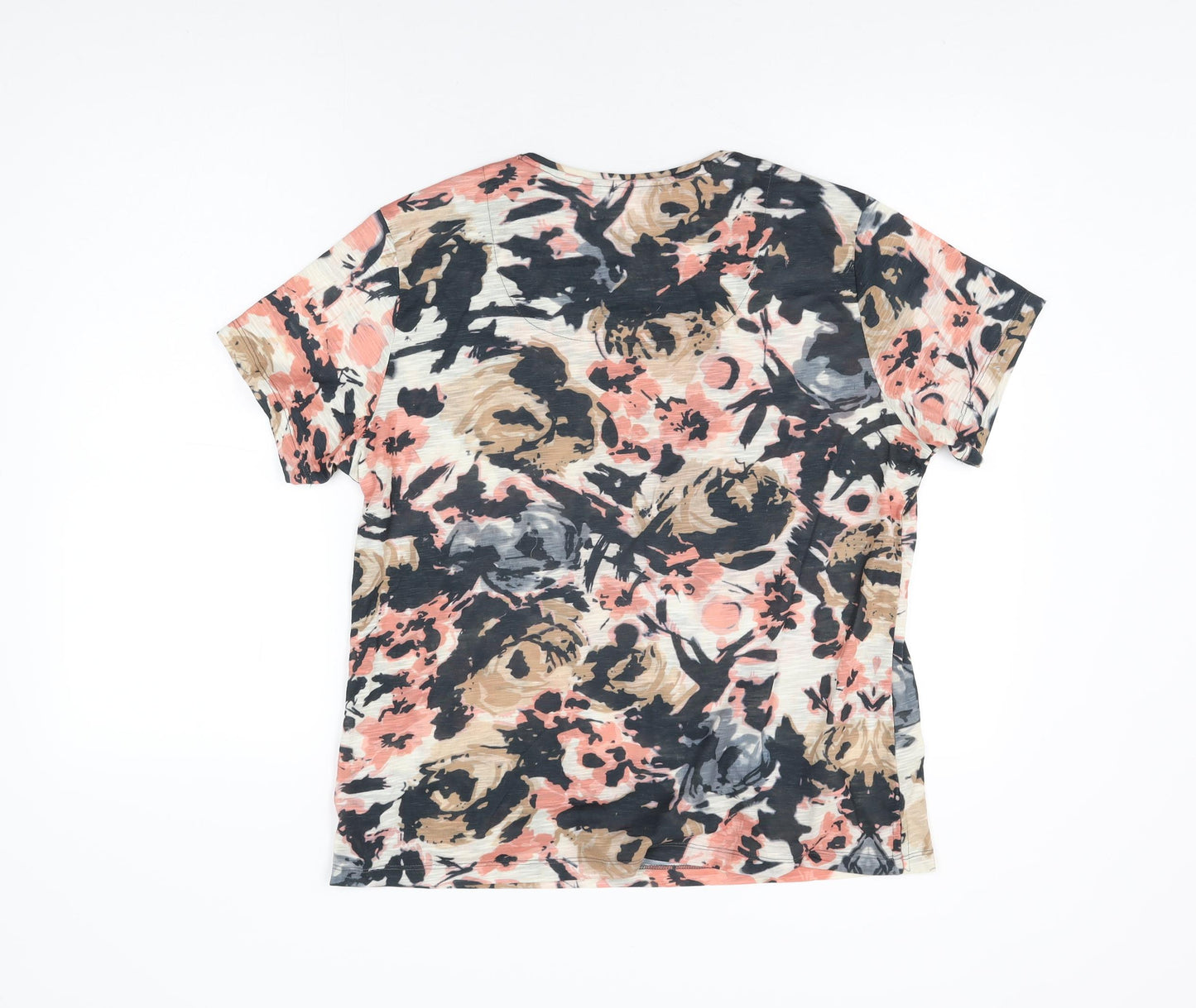 Viz-A-Viz Womens Multicoloured Floral Polyester Basic T-Shirt Size M Round Neck