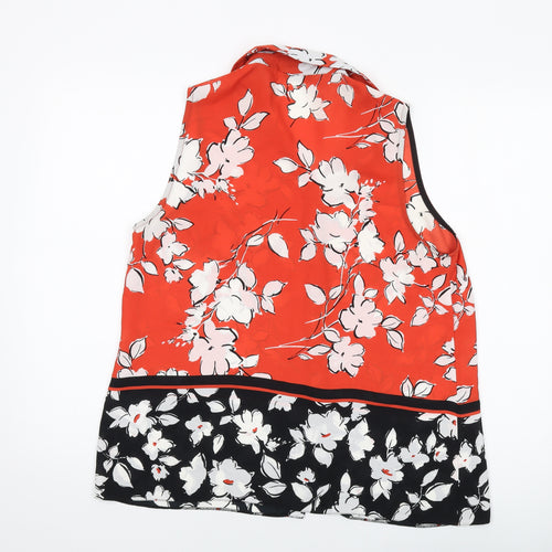 Roman Womens Red Floral Polyester Basic Button-Up Size 16 Collared
