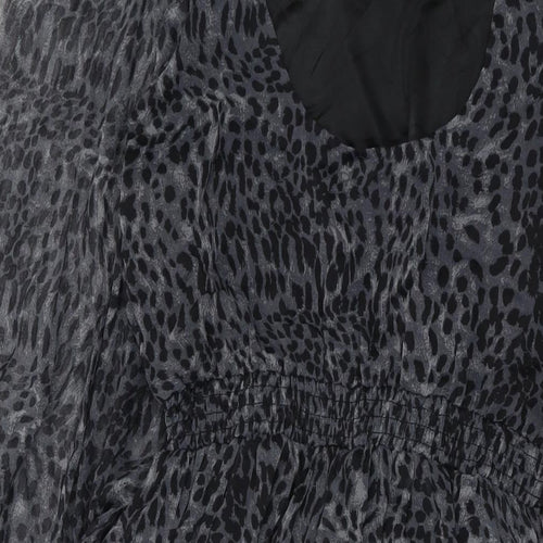 AX Paris Womens Grey Animal Print Polyester A-Line Size 10 V-Neck Tie