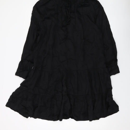 NEXT Womens Black Lyocell A-Line Size 12 V-Neck Pullover