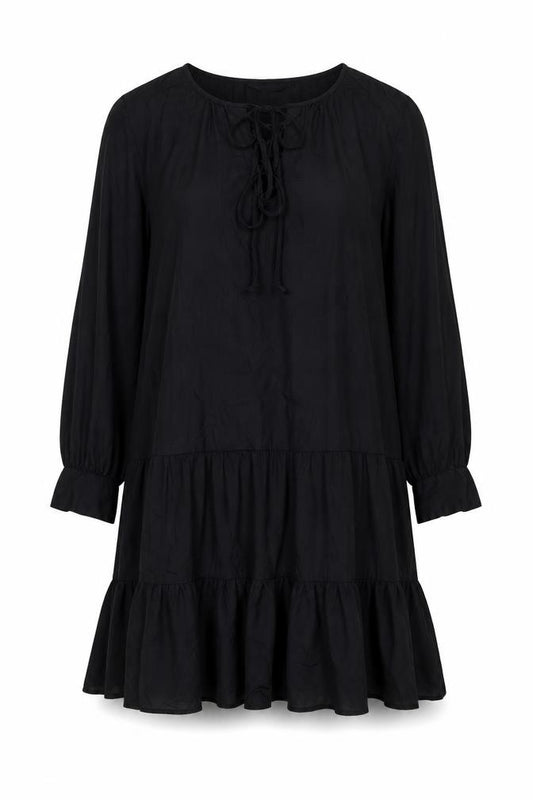 Front view of Next women’s black lyocell a-line, size UK 12, v-neck pullover
