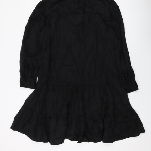 NEXT Womens Black Lyocell A-Line Size 12 V-Neck Pullover