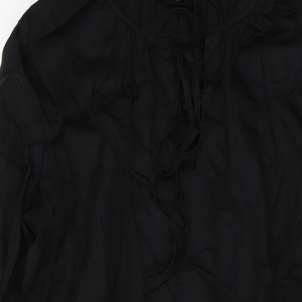 NEXT Womens Black Lyocell A-Line Size 12 V-Neck Pullover