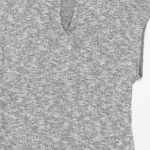 Oasis Womens Grey Viscose Basic T-Shirt Size XS Mock Neck
