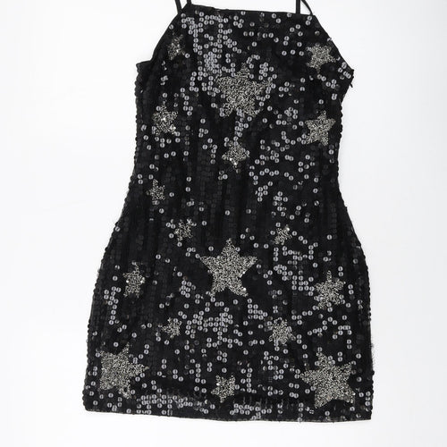 Nasty Gal Womens Black Polyester Mini Size 10 Square Neck Zip
