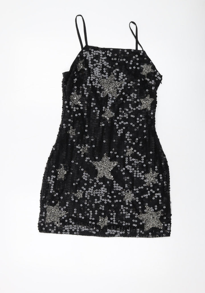 Nasty Gal Womens Black Polyester Mini Size 10 Square Neck Zip
