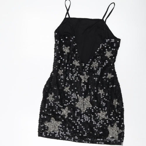 Nasty Gal Womens Black Polyester Mini Size 10 Square Neck Zip