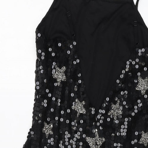 Nasty Gal Womens Black Polyester Mini Size 10 Square Neck Zip