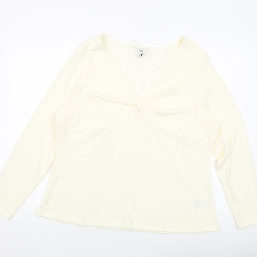 Marks and Spencer Womens Ivory Polyester Basic Blouse Size 24 V-Neck