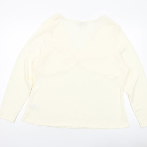 Marks and Spencer Womens Ivory Polyester Basic Blouse Size 24 V-Neck
