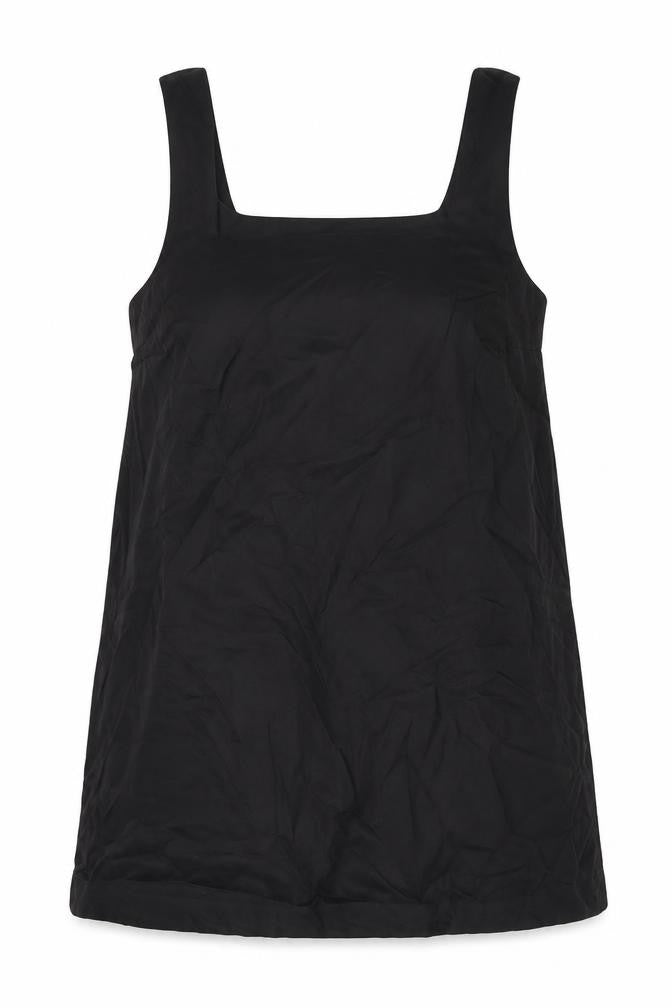 Front view of H&M women’s black polyester basic tank, size L, square neck