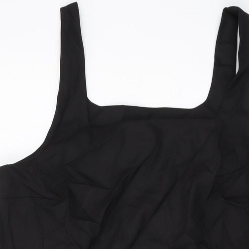 H&M Womens Black Polyester Basic Tank Size L Square Neck