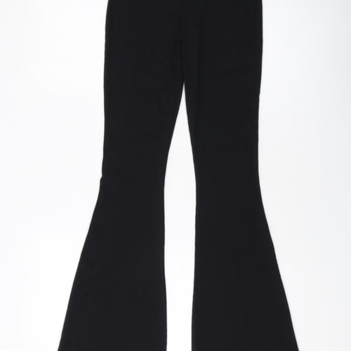 PRETTYLITTLETHING Womens Black Polyester Trousers Size 8 L34 in Regular