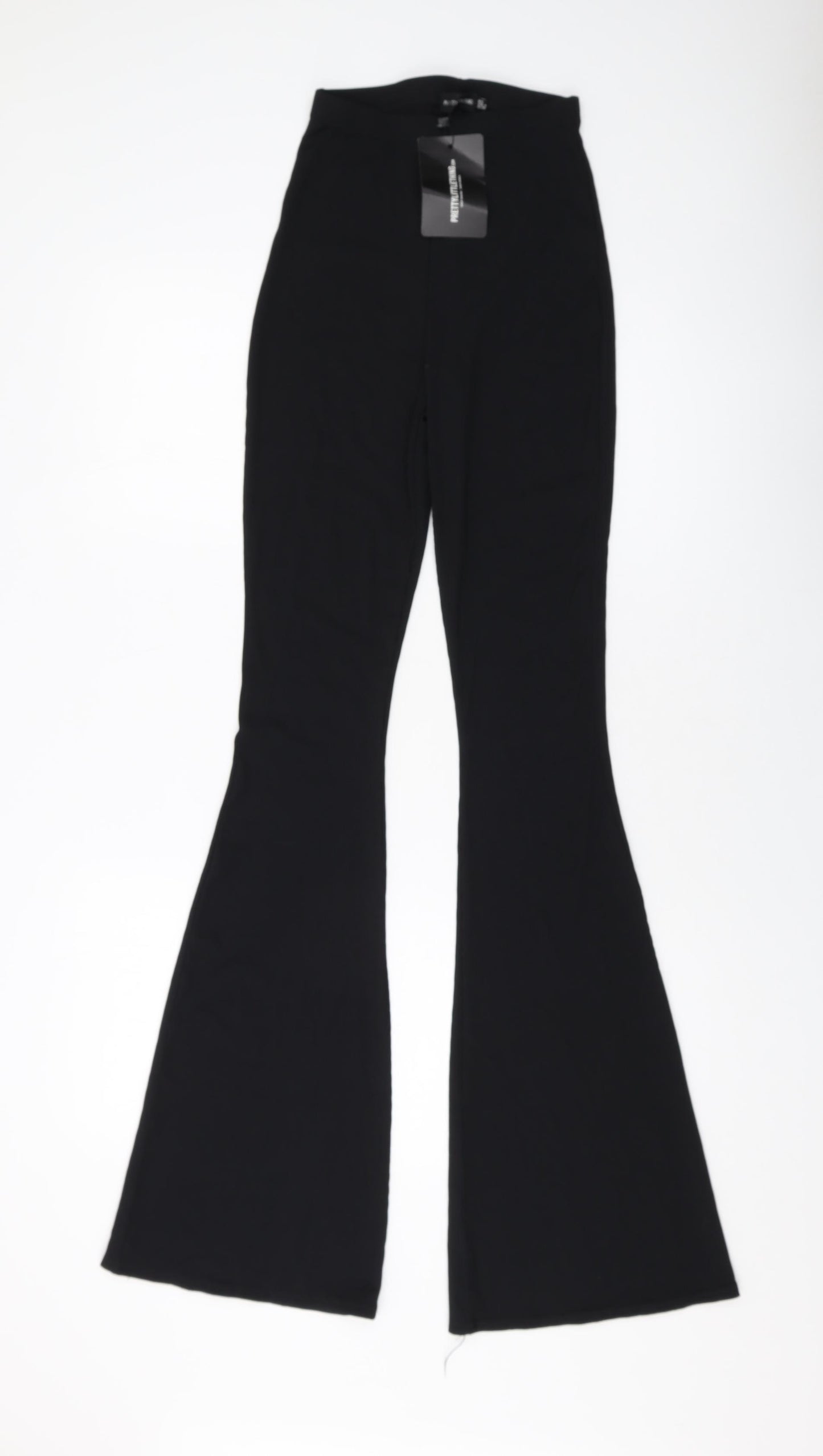 PRETTYLITTLETHING Womens Black Polyester Trousers Size 8 L34 in Regular