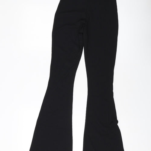 PRETTYLITTLETHING Womens Black Polyester Trousers Size 8 L34 in Regular