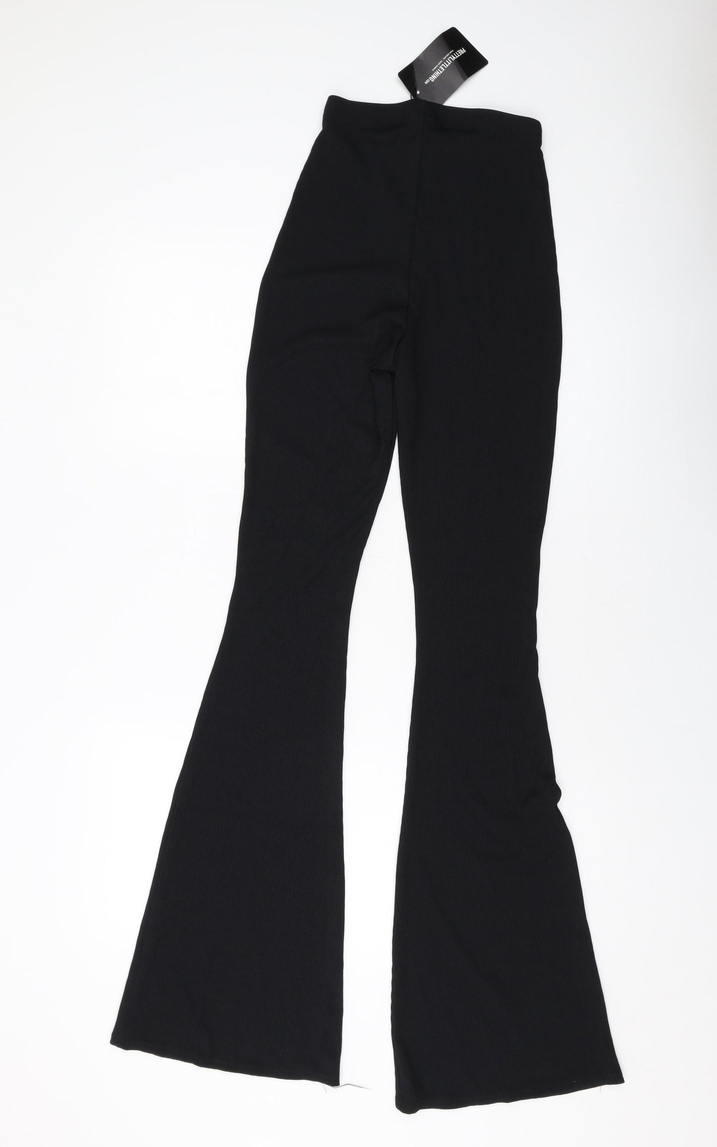 PRETTYLITTLETHING Womens Black Polyester Trousers Size 8 L34 in Regular