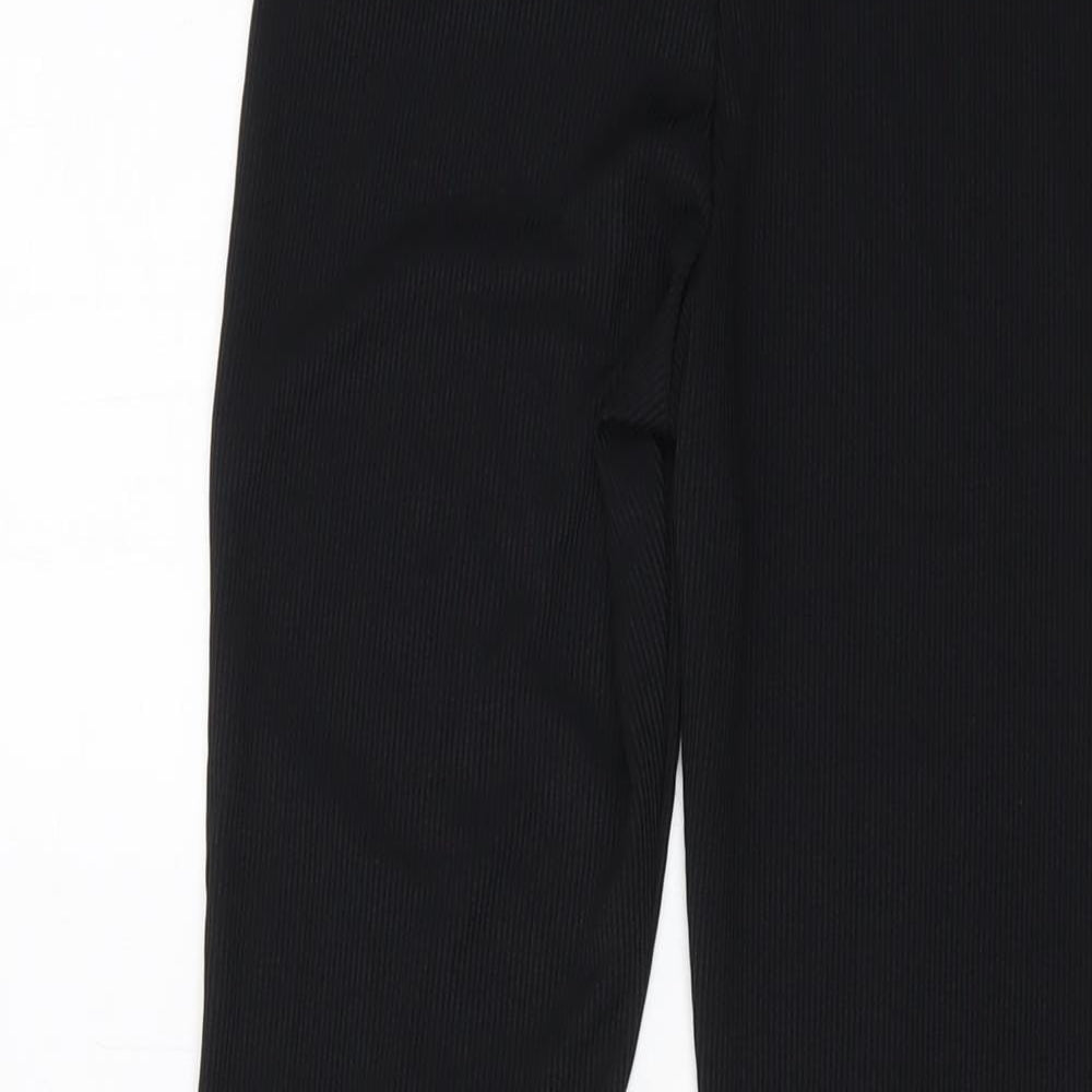 PRETTYLITTLETHING Womens Black Polyester Trousers Size 8 L34 in Regular