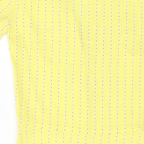 H&M Womens Yellow Geometric Polyester A-Line Size 10 V-Neck Button