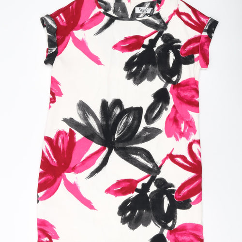NEXT Womens Multicoloured Geometric Polyester Tank Dress Size 14 Round Neck Button