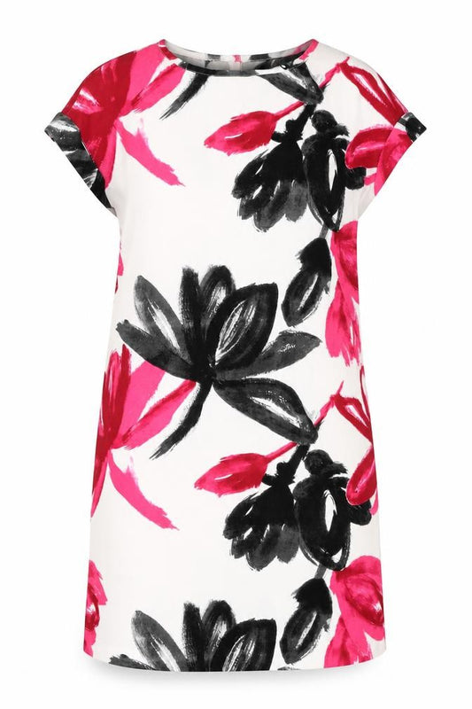 Front view of Next women’s multicoloured geometric polyester tank dress, size UK 14, round neck button