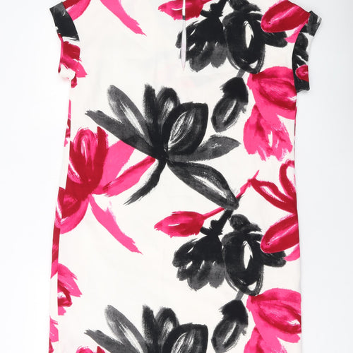 NEXT Womens Multicoloured Geometric Polyester Tank Dress Size 14 Round Neck Button