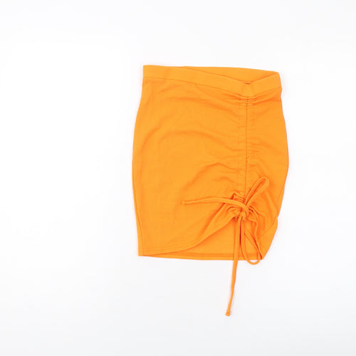 PRETTYLITTLETHING Womens Orange Polyester Mini Skirt Size 6
