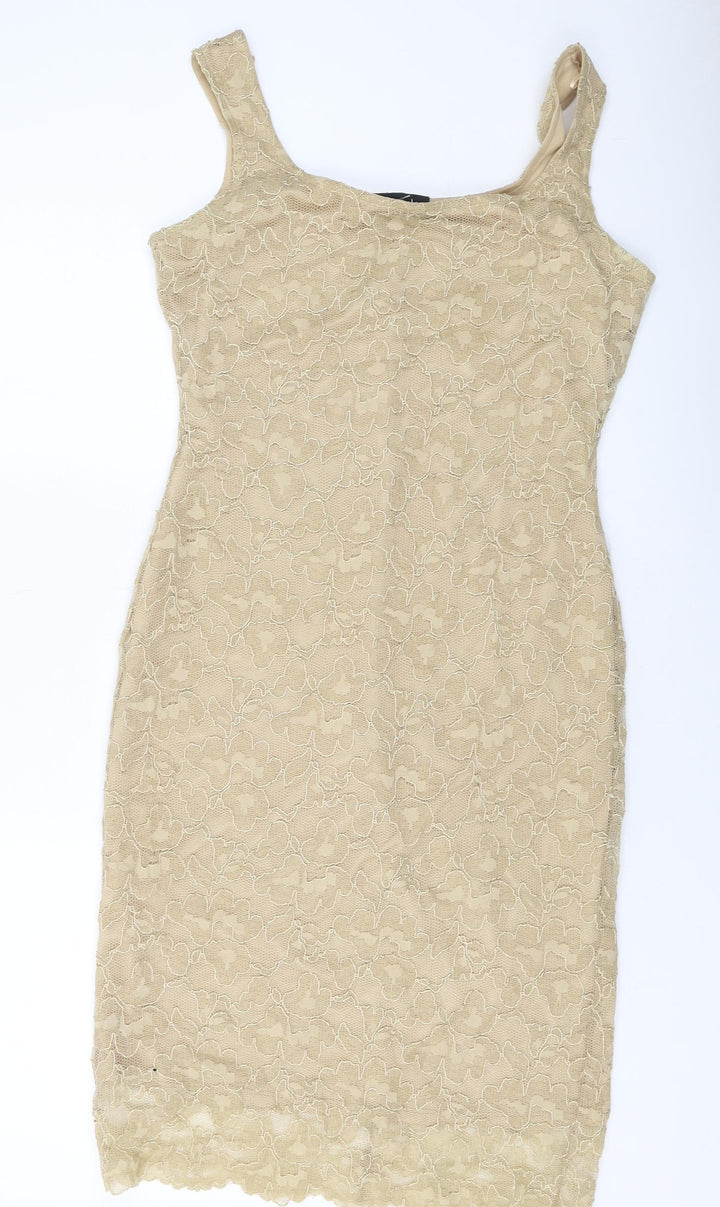 Principles Womens Beige Polyester Sheath Size 14 Round Neck Pullover