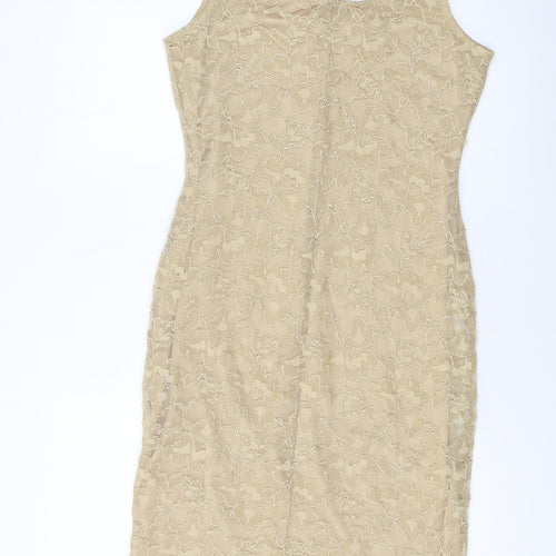 Principles Womens Beige Polyester Sheath Size 14 Round Neck Pullover