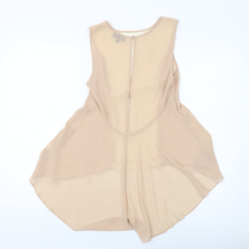 Warehouse Womens Beige Polyester Basic Tank Size 6 Round Neck