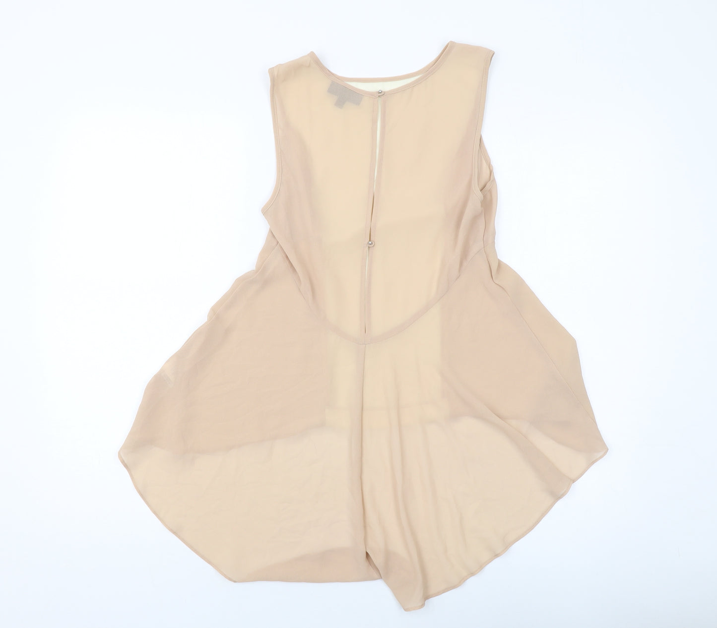 Warehouse Womens Beige Polyester Basic Tank Size 6 Round Neck