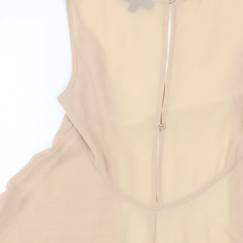 Warehouse Womens Beige Polyester Basic Tank Size 6 Round Neck