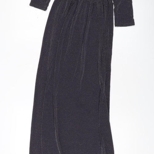 Club L Womens Silver Polyester Maxi Size 8 V-Neck Pullover