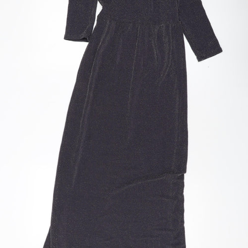 Club L Womens Silver Polyester Maxi Size 8 V-Neck Pullover