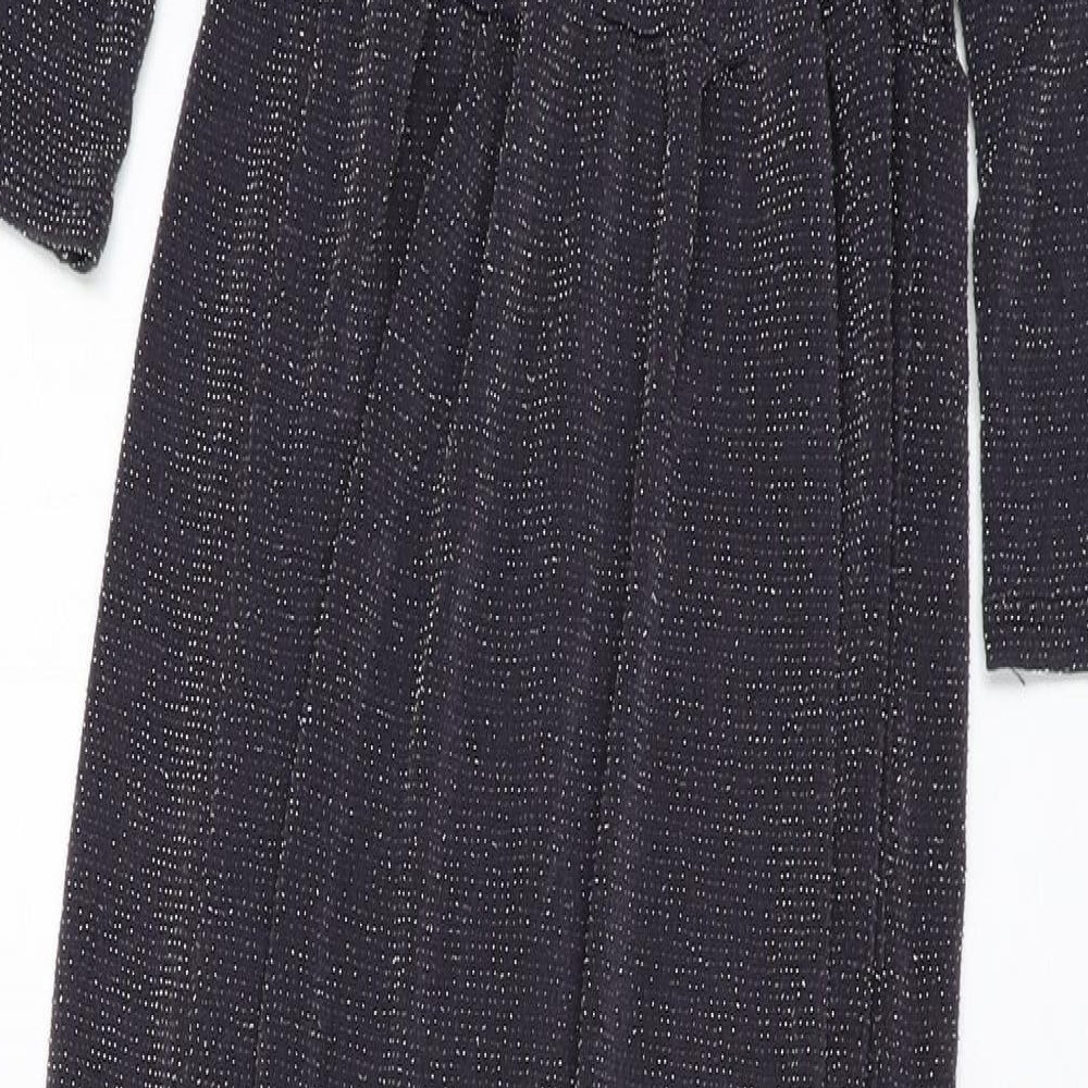 Club L Womens Silver Polyester Maxi Size 8 V-Neck Pullover