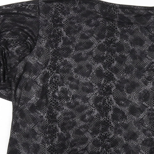 Marina Kaneva Womens Grey Animal Print Polyester Basic Blouse Size 14 Round Neck