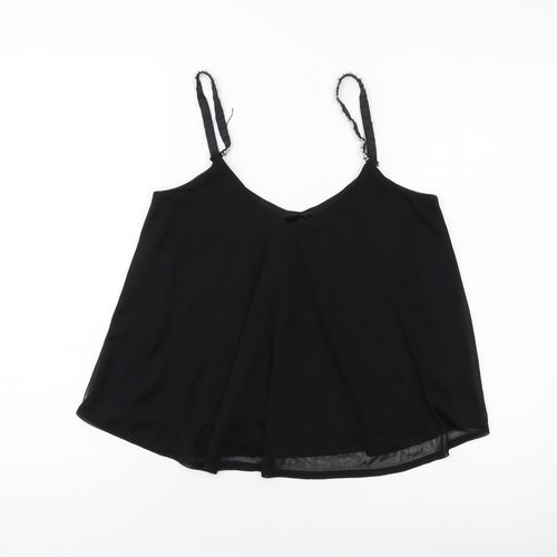 New Look Womens Black Polyester Basic Tank Size 10 V-Neck