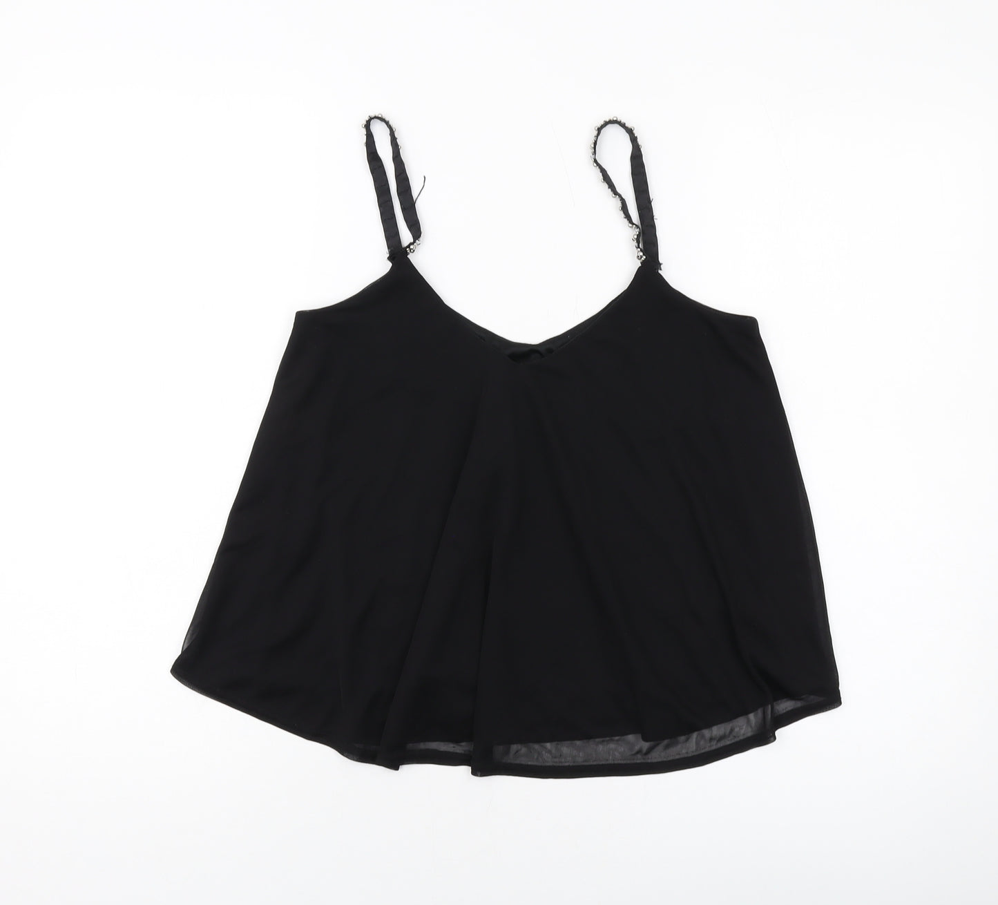 New Look Womens Black Polyester Basic Tank Size 10 V-Neck