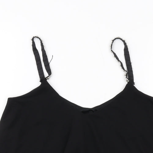 New Look Womens Black Polyester Basic Tank Size 10 V-Neck