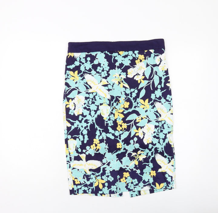 Dorothy Perkins Womens Blue Geometric Cotton Straight & Pencil Skirt Size 12 Zip
